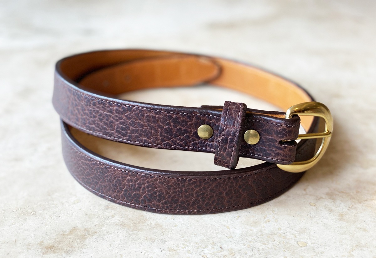 Shrunken Bison Leather Belt