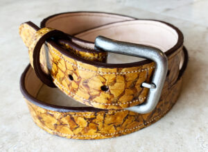 Exotic Fish Leather Belt – Gold – Endres Exotic Leatherworks