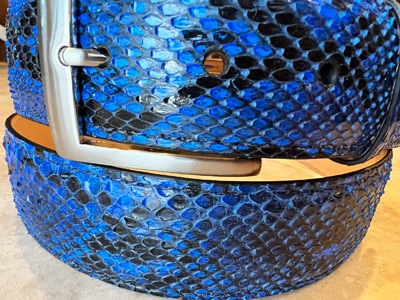 Snaked Leather Belt in Light Blue – SNAKED